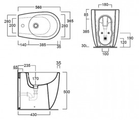 Биде напольное Simas Vignoni 36,5х56 см фаянс белый VI 24