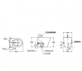 Біде підлогове TOTO Avante з переливом керамика білий BW824J