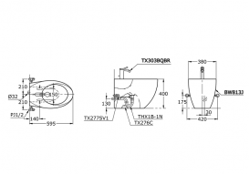 Біде підлогове TOTO Le Muse з переливом керамика білий BW813J