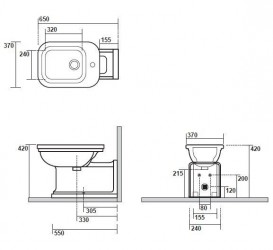 Біде підлогове подовжене Kerasan Waldorf чаша прямокутна білий / хром 4120K1