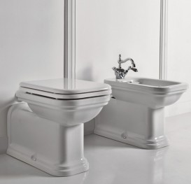 Біде підлогове подовжене Kerasan Waldorf чаша прямокутна білий / хром 4120K1