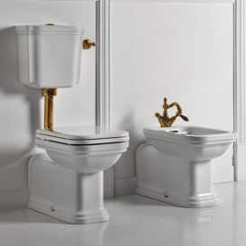 Біде підлогове подовжене Kerasan Waldorf чаша прямокутна чорний глянсовий / бронза 4120K6