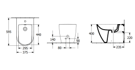 Биде напольное Villeroy & Boch Subway 3.0 37х60 см санитарная керамика CeramicPlus альпийский белый 447100R1