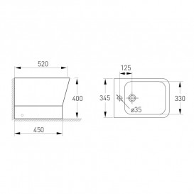 Биде напольное Volle Leon Rey 34,5х52 см керамика белый 13-11-855