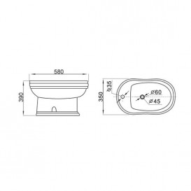 Біде підлогове Volle Leonor 35х58 см кераміка білий 13-19-031