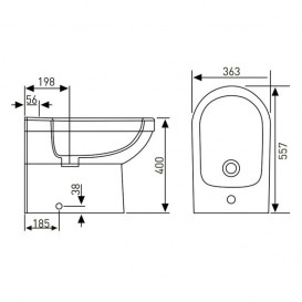 Біде підлогове Volle Solar 55.7х36.3 см з отвором під змішувач кераміка колір білий 13-93-064