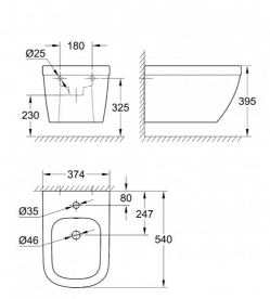 Біде підвісне Grohe Euro Ceramic альпін-білий 39208000