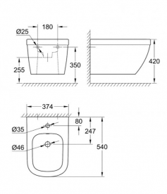 Біде підвісне Grohe Euro Ceramic з гігієнічним покриттям альпін-білий 3920800H