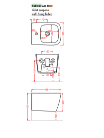 Биде подвесное ArtCeram A16 Mini 36х45,5 см санфарфор белый ASB003 01;00