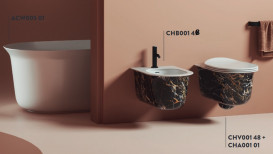 Биде подвесное ArtCeram Chic 38х53,5 см керамика portoro gold CHB001 48;00