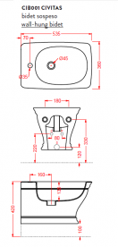 Біде підвісне ArtCeram Civitas 36х53,5 см санфарфор зелений CIB001 35; 00