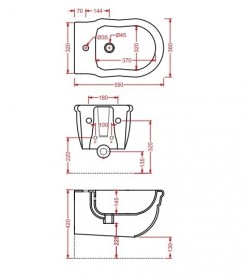 Біде підвісне Artceram Hermitage 36х55 см чорний глянсовий HEB003 03; 00