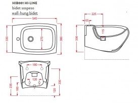 Биде подвесное Artceram Hi-Line 38х54,5 см чёрный глянцевый HIB001 03;00