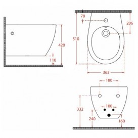 Биде подвесное Artceram Step 36х51 см санфарфор белый глянцевый STB001 01;00