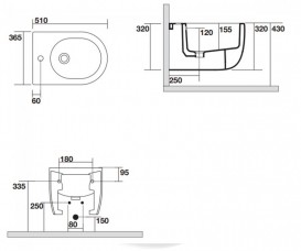 Біде підвісне Axa Glomp 36,5х51 см кераміка білий глянцевий 0202001