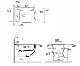 Биде подвесное Axa White Jam 34х52 см керамика белый глянцевый 3312801