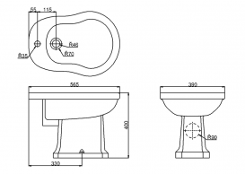 Біде підлогове Burlington 39.5x56.5 см санфарфор білий P4