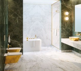 Біде підвісне Catalano Gold & Silver безободковое з одним отвором кераміка білий / золото 1BS55NRBO