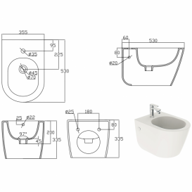 Біде підвісне Devit Laguna 35.5х53 см санфаянс білий 2020110
