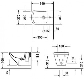Біде підвісне Duravit DuraStyle 37х54 см кераміка білий 2287150000