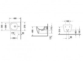 Біде підвісне Duravit ME by Starck 37х48 см кераміка білий 2290150000