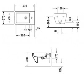 Биде подвесное Duravit Vero Air 37х57 см керамика белый 2274150000