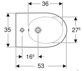 Биде подвесное Geberit Acanto 35,5х53 см сантехнический фарфор белый 502.825.00.1