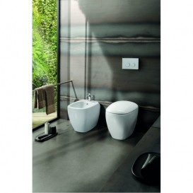 Биде напольное Geberit Citterio приставное к стене закрытая форма санфарфор белый KeraTect 500.538.01.1