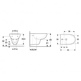 Біде підвісне Geberit Selnova 35х53 см фарфор білий 500.264.01.1