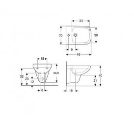 Біде підвісне Geberit Selnova Compact 35х48 см фарфор білий 500.272.01.1
