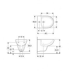 Біде підвісне Geberit Selnova Compact 35,5х48 см фарфор білий 500.368.01.1