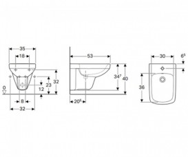 Біде підвісне Geberit Selnova Square 35х53 см фарфор білий 500.271.01.1