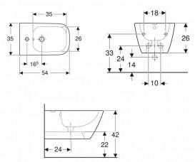 Биде подвесное Geberit Smyle Square 35х54 см фарфор белый 500.209.01.1