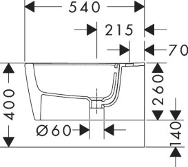 Биде подвесное Hansgrohe EluPura Original S 36х54 см керамика HygieneEffect белый 62045450