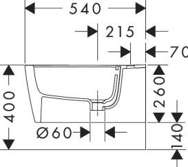 Біде підвісне Hansgrohe EluPura Original Q 36х54 см кераміка HygieneEffect білий 62046450