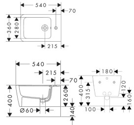 Биде подвесное Hansgrohe EluPura Q 36х54 см керамика SmartClean белый 61170450