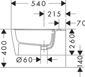 Біде підвісне Hansgrohe EluPura Q 36х54 см кераміка HygieneEffect білий 62044450