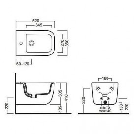 Біде підвісне Hatria Bianca 36х52 см білий Y1X501