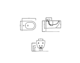 Біде підвісне Hatria Centrica 35,5х55 см фаянс чорний матовий A0Y9DB02