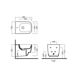 Біде підвісне Hatria Fusion 48х35 см санітарний фарфор білий 00YXJ801