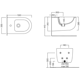 Биде подвесное Hatria Fusion 53х35,5 см фаянс черный матовый A0Y9B802