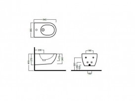 Биде подвесное Hatria Fusion Alchemy 35.5х54 см санфарфор белый A0Y1D9
