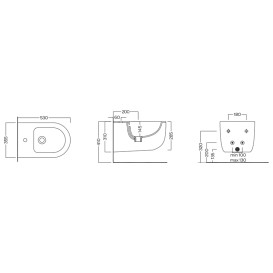 Биде подвесное Hatria Futura 53х35,5 см сантехническая керамика белый 00Y9B801