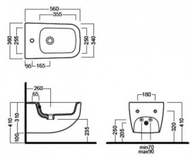 Биде подвесное Hatria Next 36х56 см санфарфор антрацит A0Y1F208
