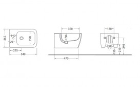 Биде подвесное Hidra Faster Kiub 36,5х54 см санфаянс серый мрамор KIW14 100 ceppo di gre