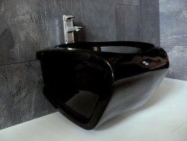 Біде підвісне Hidra Hi-Line 38х54,5 см санфаянс чорний глянцевий HIW14 009 nero lucido