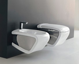 Біде підвісне Hidra Hi-Line 38х54,5 см санфаянс білий/срібло HIW14 014 bianco/platino