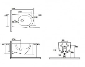 Біде підвісне Kerasan Aquatech чаша овальна біла 372501