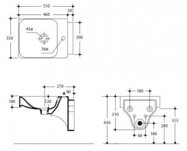 Биде подвесное Kerasan Cento чаша прямоугольная белое 352401