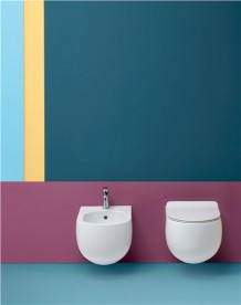 Біде підвісне Kerasan Flo з 1 отвором з шумоізоляційної пластиною і кріпленням білий 312301